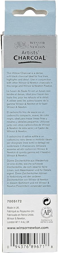 Winsor & Newton Artists' Willow Charcoal, Thin, Box of 12