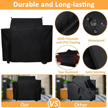 Grill Cover for Traeger Ironwood 885 Electric Wood Pellet Grill Replacement BAC513 Cover, Waterproof Full-Length Cover for Traeger Smoker Grill TFB89BLFC Wood Pellet Models, Outdoor Pellet BBQ Cover