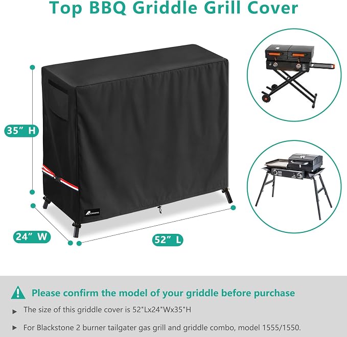 Waterproof Grill Cover for Blackstone 1555 1550 Tailgater Gas Grill and Griddle Combo, Outdoor Heavy Duty Durable Blackstone Grill Cover(Cover Only)
