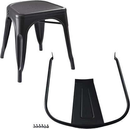 Amazon Basics Metal Dining Chairs, Easy to Assemble, Indoor/Outdoor, Stackable, Matte Black, 4-Pack