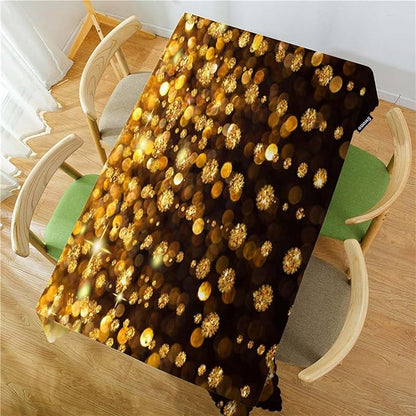 Swono Rectangle Tablecloth Merry Christmas Table Cover 52x70 Inch Sparkling Golden Light Christmas Heavy Duty Table Cloth for Rectangle Tables Decorative Tablecloth for Dining Party Camping BBQ