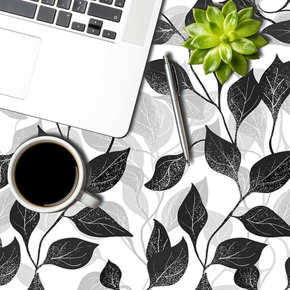 Black and White Leaves Tablecloth 60x84 Inch Rectangular Floral Plants farmhouse Table Cloth Kitchen Table Decoration for Home Dinner Party Waterproof Polyester Washable Tables Cover Oilproof