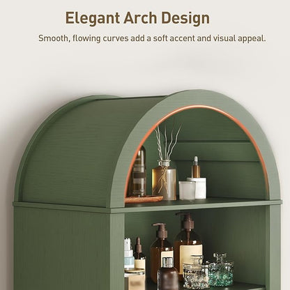 RALGEND 66" Tall Bathroom Cabinet Set of 2, Freestanding Cabinet with Doors & Shelves,Arched Cabinets for Bathroom, Living Room, Kitchen, Laundry, Green