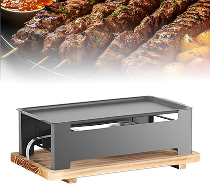 Portable Charcoal Grill with Anti-scalding Base, Camping Campfire Grill Box Non Stick, Foor Outdoor Cooking, Bonfire, Patio, Backyard (gray)