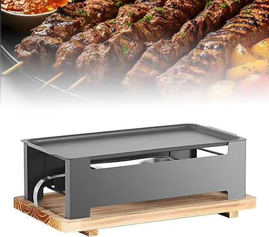 Portable Charcoal Grill with Anti-scalding Base, Camping Campfire Grill Box Non Stick, Foor Outdoor Cooking, Bonfire, Patio, Backyard (gray)