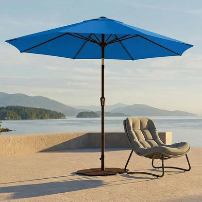 Kingdura 10FT Outdoor Patio Umbrella, Round Market Table Umbrella with Push‑Button Tilt and Crank Lift, 8 Sturdy Metal Ribs, UV50+ Protection Canopy for Backyard, Lawn, Deck, Poolside, Garden (Royal blue)