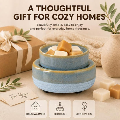 Wax Melt Warmer, Ceramic Candle Melter Melting Wax 3-in-1 Oil Burner Electric Fits Yankee Large Jar, Scented Candle Holder for Home Decor Gifts for Mom Grandma Women Girls