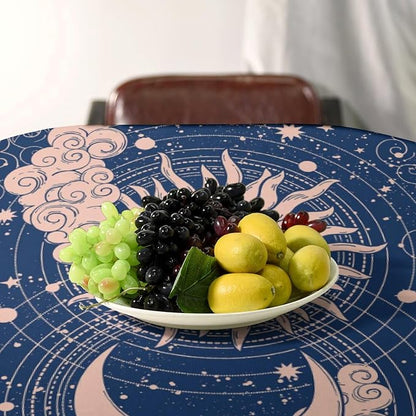 Moon Sun Tablecloth Vintage Boho Celestial Star Magical Galaxy Space Table Cloth Water Resistant Wipeable Table Cover for Farmhouse Picnic Party Holiday Kitchen Dinner Table 60"x110"