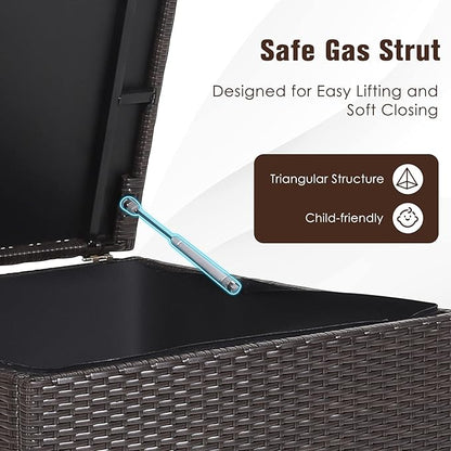 RELAX4LIFE Outdoor Storage Box 72-Gallon - Outside Wicker Storage Bin with Waterproof Zippered Liner, Gas Strut, Package Delivery Boxes for Outside, Accessories, Garden Tools Storage Deck Box