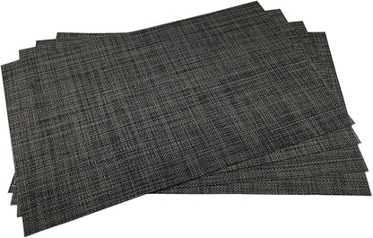 WAZAIGUR Placemats,Easy to Clean Crisscross Woven Vinyl Place Mats Durable Non-Slip Heat Resistant Table Mats,Placemats for Kitchen Table Set of 4,Grey