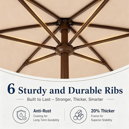 7.5ft Patio Umbrella, Outdoor Table Market Umbrella with Smooth Crank Lift, 6 Windproof Fiberglass Ribs, UPF50+ UV Protection for Deck, Pool, Garden and Backyard