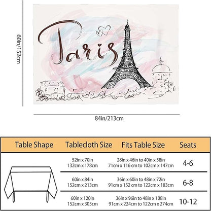 TKS MITLAN Eiffel Tower Tablecloth Decor Pink Paris Romantic Art Painting Table Cloth Dining Room Kitchen Table Cover 60" X 84" Oblong/Rectangle