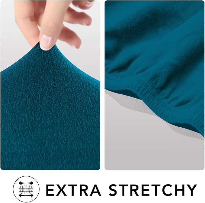 PureFit Stretch Couch Covers for Sofa 4 Seater Slipcovers Peacock Blue | 1-Piece Sofa Cover Washable Soft Couch protector, Couch Slipcover with Non Skid Foam and Elastic Bottom for Kids, Dogs
