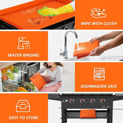 Silicone Griddle Cover for Blackstone - Full Protection Waterproof Griddle Top Cover All Year Round Protective Mat for Black Stone Accessories (22" Orange)