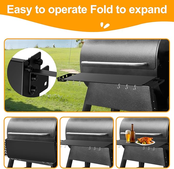 Folding Shelf for Traeger Grills Pro 780 & Ironwood 885, Grill Accessories-Folding Shelves for Traeger pro 780 Accessories, Replacement for Traeger BAC442 Folding Shelf, 33" x 12"
