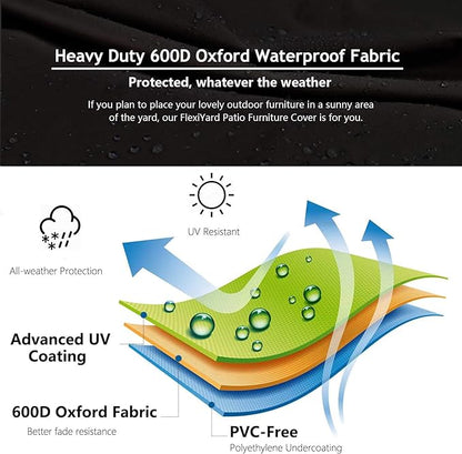 Heavy Duty Outdoor Sectional Sofa Cover, 90"X120" L Shaped Waterproof 600D Patio Furniture Covers, Lawn Patio Couch Protector (Midnight Black, L-Shaped-Left Facing-90 x120)