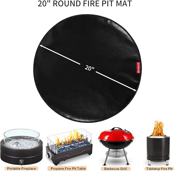 SheeChung Tabletop Fire Pit Mat Round 20" for Solo Stove Mesa XL,Heat Resistant Mat for Air Fryer,Double-Sided Oilproof and Slip Resistant Fire Pit Mat,Fireproof Silicone Countertop Protector