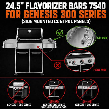 Uniflasy 7540 Flavorizer Bars for Weber Genesis E-310 E-320 S-310 S-320 Side-Control Grills, 24.5 in Heat Plates for Weber Genesis 300 Series,16GA Stainless Steel 5-Pack, Replaces 7539