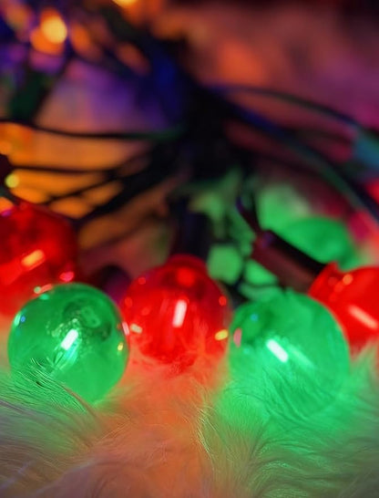 50Ft Red and Green Christmas Lights Outdoor, G40 Globe Patio String Lights with 27 LED Red and Green LED Bulbs(2 Spare), Vintage Outdoor String Lights for Outside Camping RV Canopy Porch Xmas Decor