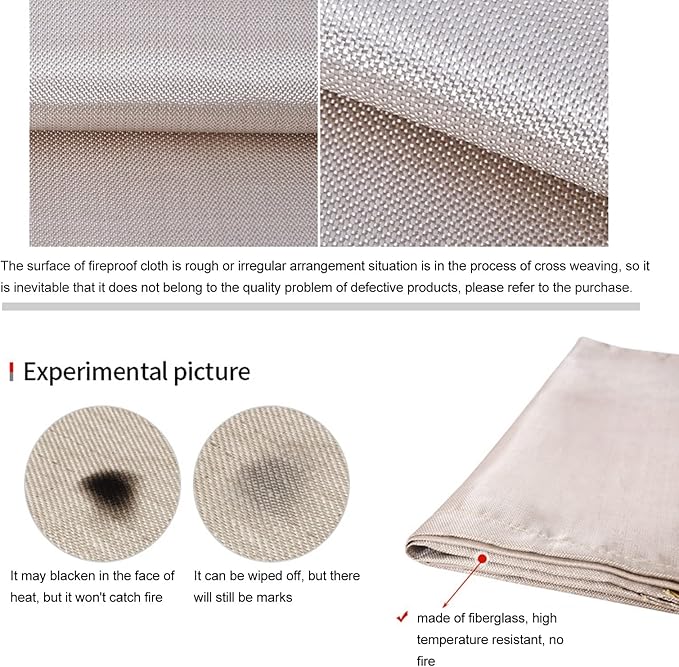 Topyond Outdoor Camping Fireproof Mat, Portable Fibreglass Flame Retardant Cloth, Picnic BBQ Insulation Mat with Storage Bag for Outdoor Wood Burning Fire Pit and BBQ Smoker(Small)