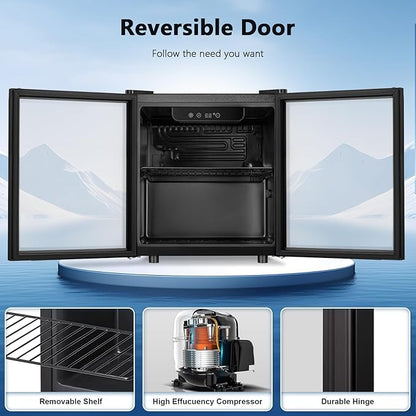 Antarctic Star 48 Can Mini Fridge Cooler - Beverage Refrigerator Black Glass Door for Beer Soda or Wine, Small Drink Dispenser Machine Electronic Temperature Control for Home, Office or Bar, 1.3cu.ft.