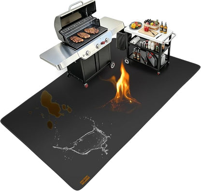 79X52 Inch Under Grill Mats for Outdoor Grill FirepProof Deck Protection | Heavy Duty Waterproof BBQ Grill Mat, Non-Slip Fire Resistant Mat for Blackstone, for Weber, Fire Pit and Fireplace