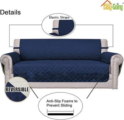 Easy-Going Reversible Couch Cover, Oversized Chair, Navy/Ivory | Machine Washable Slipcover For Dogs, Water Resistant Furniture Mat For Living Room, Non-Slip Sofa Cover, Pet Friendly