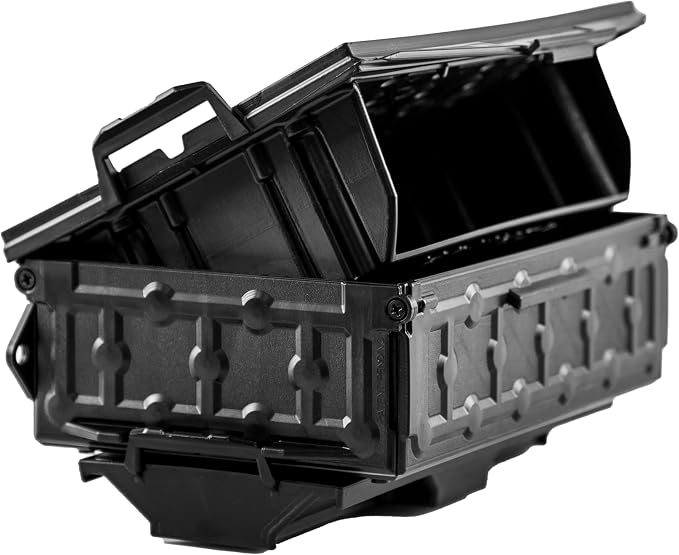 YakAttack TracPak with PicPocket QuickDraw - Black | Track Mount Storage Box with Spring-Loaded Lid | Quick Release Base & Labels Included | Vertical or Horizontal Mount | Made in USA