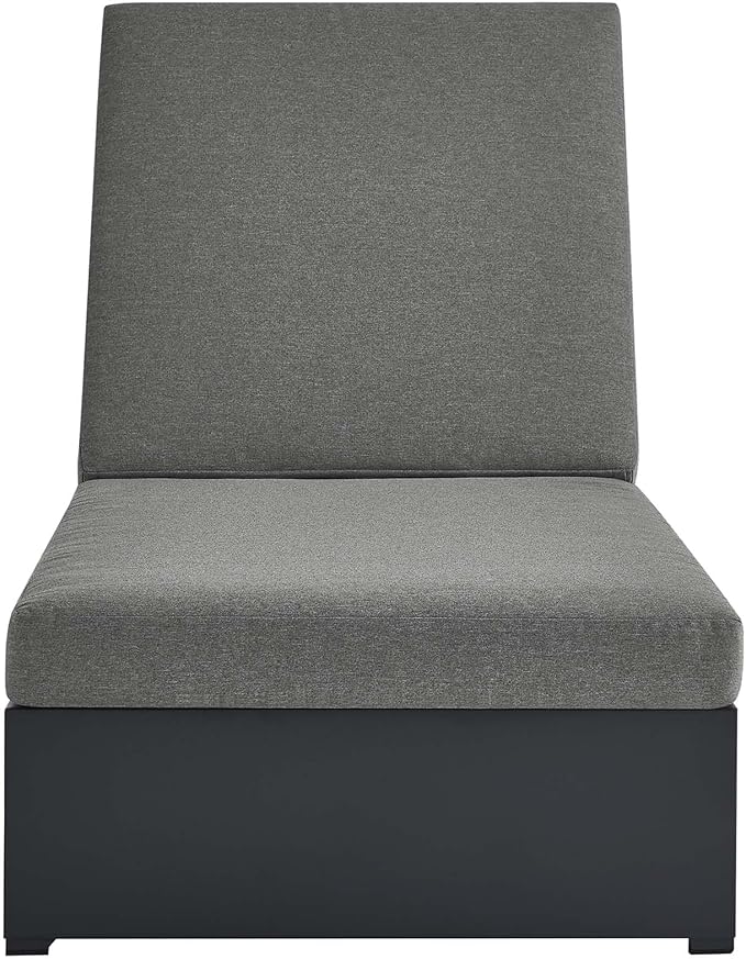 Modway Tahoe Aluminum Outdoor Chaise Lounge in Gray Charcoal with Weather-Resistant Cushions, Perfect Patio Sunbed or Recliner Chair for Pool Furniture