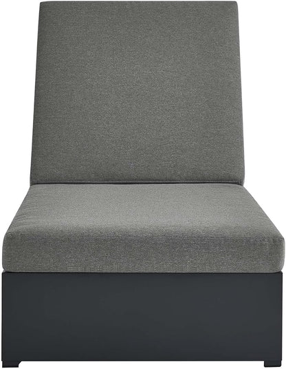 Modway Tahoe Aluminum Outdoor Chaise Lounge in Gray Charcoal with Weather-Resistant Cushions, Perfect Patio Sunbed or Recliner Chair for Pool Furniture