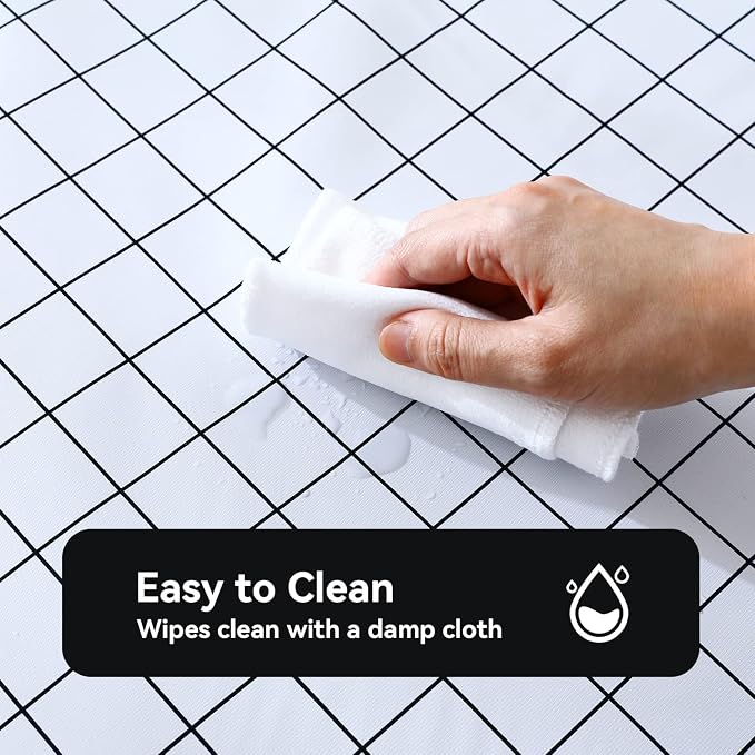 Romanstile Rectangle Vinyl Tablecloth, 100% Waterproof Oil-Proof Checkered Plastic Table Cloth, Heavy Duty Wipeable Table Covers for Dining, Camping, Picnic, Outdoor - 54 x 120 Inch, White