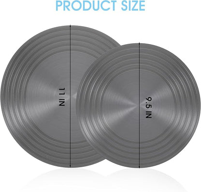 Set of 2 Heat Diffuser for Gas Stove, 9.5'' & 11'' Gas Stove Diffuser Plate, Stove Heat Diffuser Provides Uniform Distribution of Heat, Round Fast Defrosting Tray, Protects Pot Cookware Accessories
