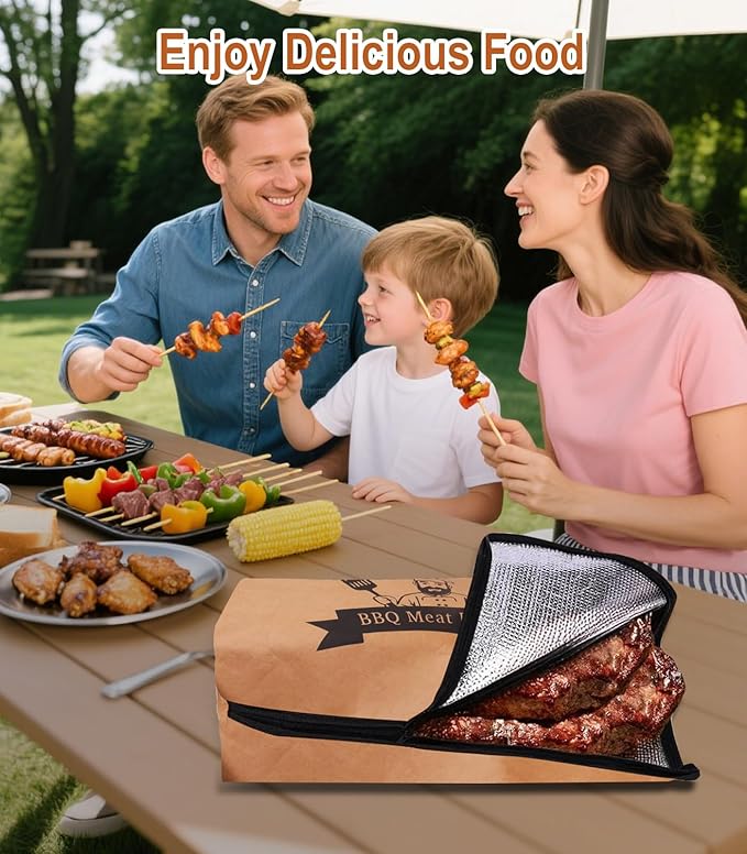 BBQ Blanket for Resting Meat, 21 in Waterproof Reusable Pellet Smoker Accessories Meat Insulated Resting Bag with Wide Mouth for Large Brisket/Beef/Pork Shoulders/Turkeys/Tenderloin