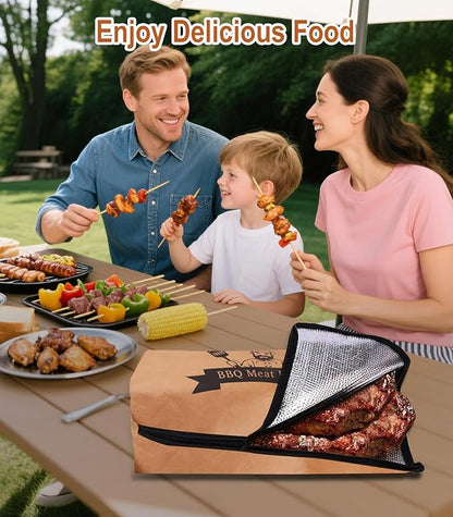BBQ Blanket for Resting Meat, 21 in Waterproof Reusable Pellet Smoker Accessories Meat Insulated Resting Bag with Wide Mouth for Large Brisket/Beef/Pork Shoulders/Turkeys/Tenderloin