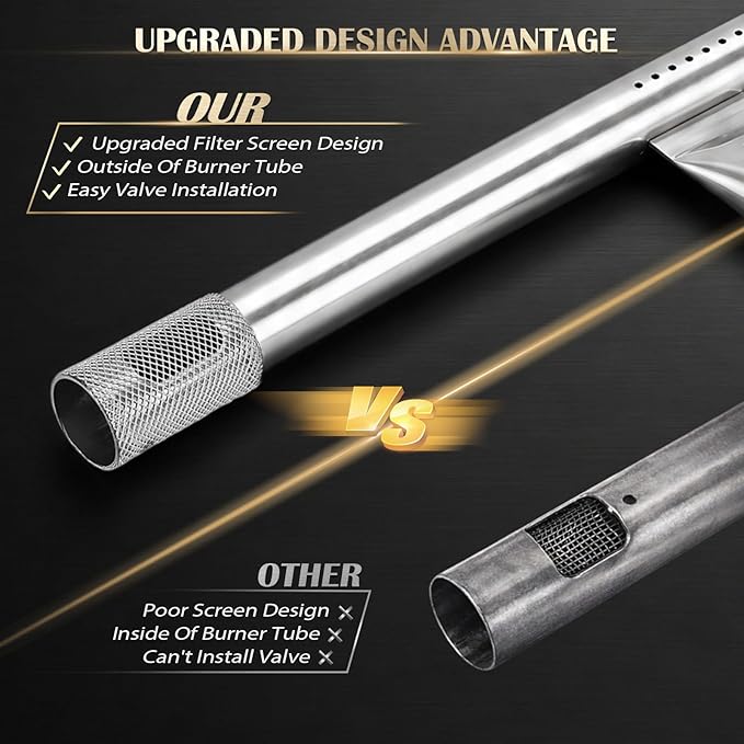 QuliMetal 304 Stainless Steel 60040 Grill Burner Tube for Weber Q1000, Q1200, Q100, Q120, Baby Q, 386001, 386002, 516002, 516001, 50060001, 51060001 Gas Grills, Replacement for 69957/41657, 17 Inch