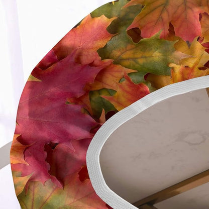 Autumn Oval Maple Leavs Fitted Table Covers, Fall Orange Yellow Leafs Pattern Print Oblong Tablecloths, Fits to 52x70 In Tables, Elastic Edged Table Cloth for Thanksgiving Day Outdoor Party and Patio