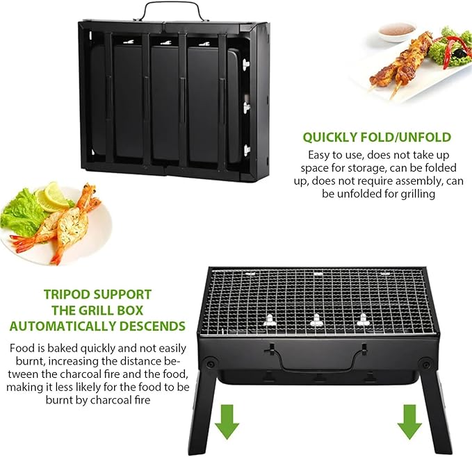 Portable Foldable Steel BBQ Grills Patio Barbecue Charcoal Stove Grills For Outdoor Cooking Camping Picnic Beach