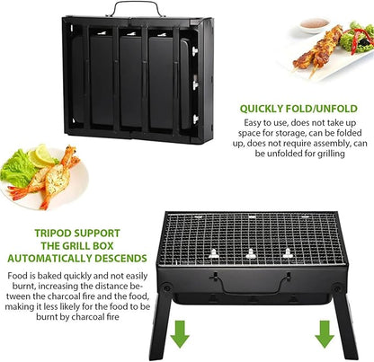 Portable Foldable Steel BBQ Grills Patio Barbecue Charcoal Stove Grills For Outdoor Cooking Camping Picnic Beach