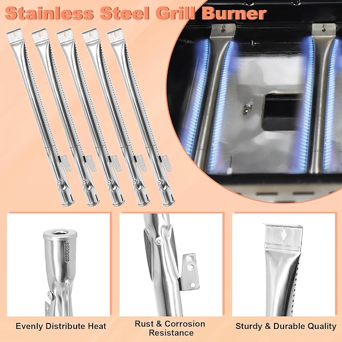 Grill Replacement Parts for Nexgrill 720-0830H 720-0888 720-0888N 720-0783E 720-0864M Stainless Steel 5 Pack Heat Shield Plate, Grill Burner Igniter Kit For Home Depot Nexgrill Replacement Kit