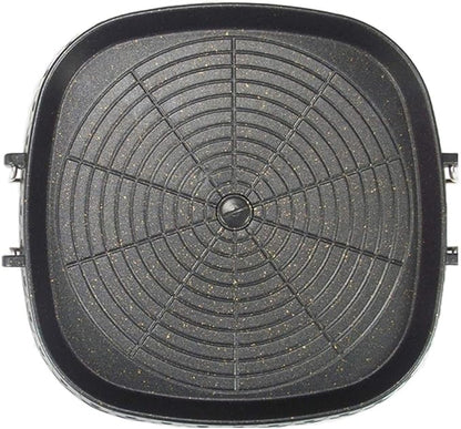 Korean Style Square Grill Pan with Maifan Coated Surface,Non-stick Smokeless Barbecue Stovetop Plate for Indoor Outdoor BBQ