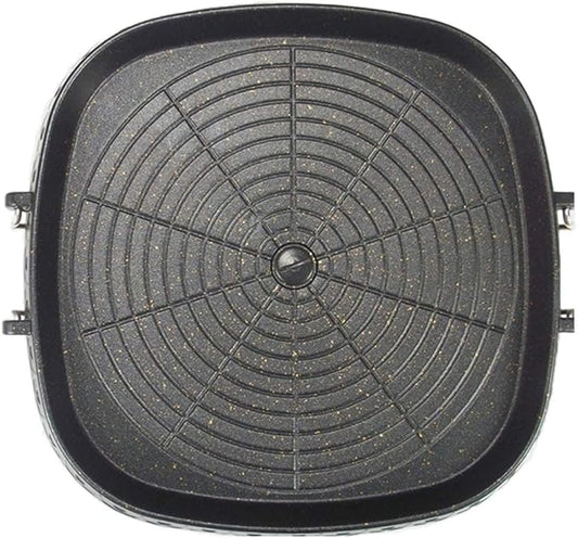 Korean Style Square Grill Pan with Maifan Coated Surface,Non-stick Smokeless Barbecue Stovetop Plate for Indoor Outdoor BBQ
