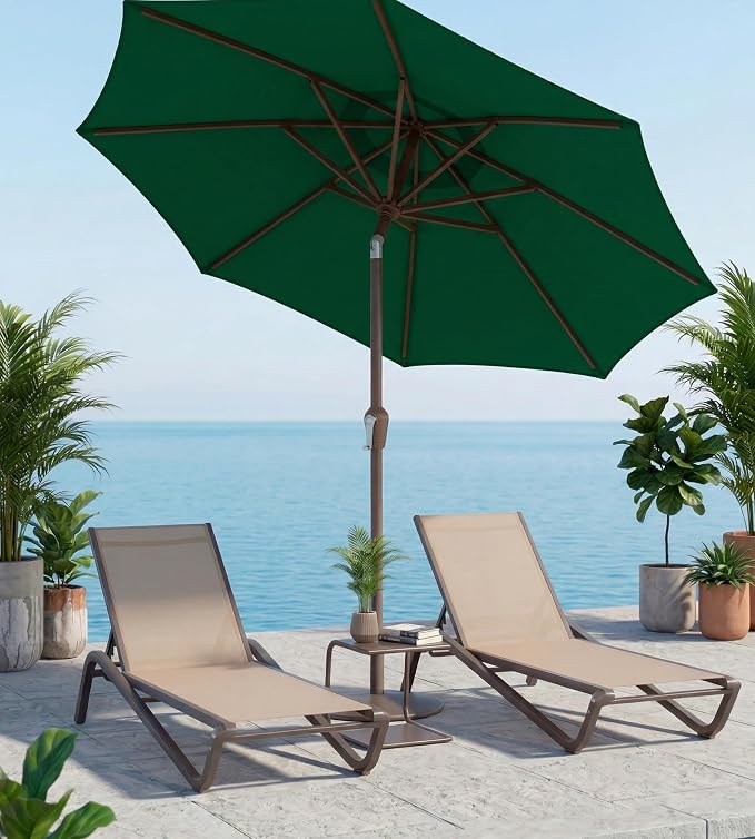 10FT Patio Umbrella, Outdoor Umbrella with Push Button Tilt and Crank, 8 Sturdy Ribs, UV Protection & Waterproof Market Umbrella for Pool, Backyard, Beach,Deck