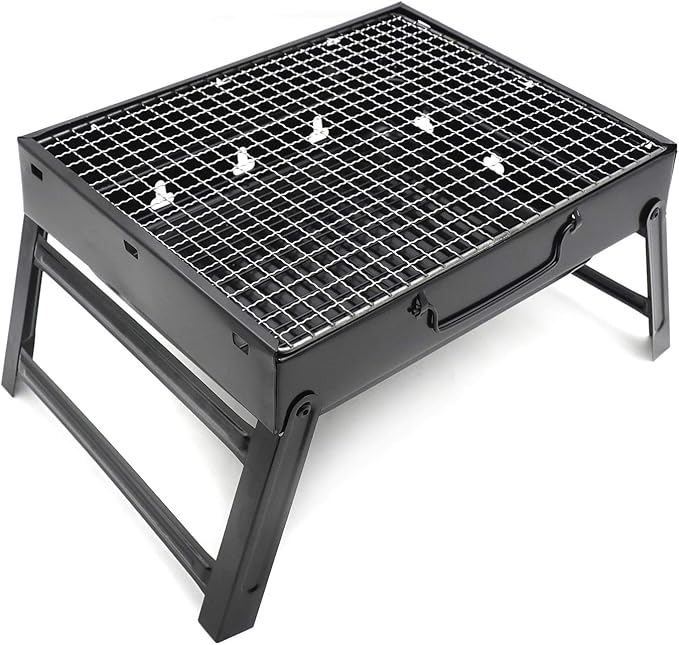 HongK- Small BBQ Barbecue Grill Large Folding Portable Charcoal Stove Camping Garden Outdoor [P/N: ET-COOK006-BK]
