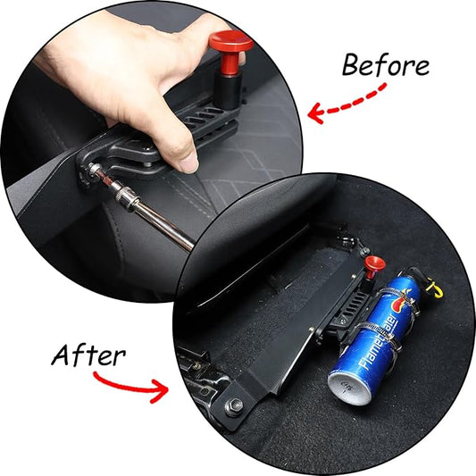 Quick Release Adjustable Aluminum Fire Extinguisher Holder Mount Bracket Compatible with Toyota Tacoma 2023 2022 2021 2020-2016, Aluminum Car Seat Fire Extinguisher Bracket, 3rd Gen Tacoma Accessories