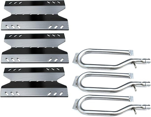 Kit DG186 Replacement for Members Mark BQ05046-6, BBQ Pro BQ05041-28, BQ51009, Sam's Club, Outdoor Gourmet BQ05037-2, BQ05046-6A Gas Grills, Burner Tube, Porcealain Steel Heat Plate, 3pk