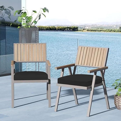 Cozyide Outdoor Chair Cushions, Waterproof Patio Seat Cushions with Adjustable Straps, Round Corner Patio Chair Cushions for Garden, Black, 17x16x2 Inch (Pack of 4)