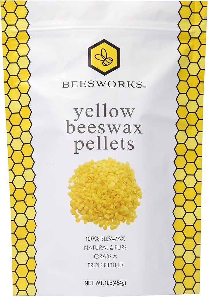 Beesworks Yellow Beeswax Pellets (1 lb) | 100% Pure, Cosmetic Grade, Triple-Filtered Beeswax for DIY Skin Care, Lip Balm, Lotion, and Candle Making