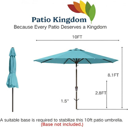 10FT Patio Umbrella Outdoor Market Umbrella with Crank and Tilt, 8 Flexible Fiberglass Ribs, UV-Resistant Waterproof Canopy for Patio, Deck, Garden, Backyard, Sky Blue