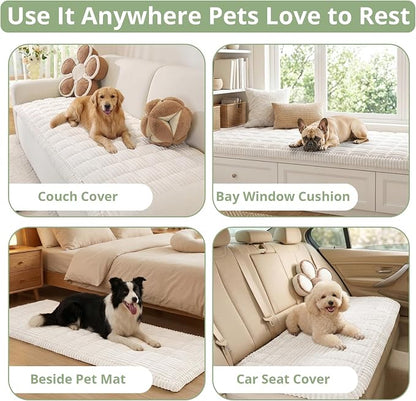 OstepDecor Couch Cover for Dogs, Washable Non Slip Sofa Cover for Pets | Soft Couch Covers for Sofa, Loveseat and Sectional, Furniture Protector Against Pet Hair & Dirt (27.6" x 47.2", White)