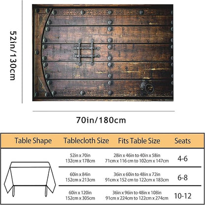 TKS MITLAN Ancient Wooden Door Tablecloth Decor Medieval Background Metal Closed Architectural Table Cloth Dining Room Kitchen Table Cover 52 x 70 Inch Oblong/Rectangle